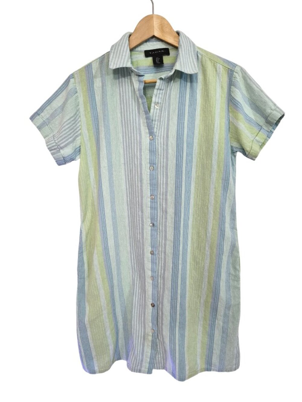 Tahari Linen & Cotton Beachy Shirtdress Short sleeves Cool for Summer XS - Picture 7 of 14